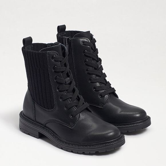Sam Edelman Kids 12M Black Leather Lydell Mini Combat Boot Lace Up Classy LB13-8 - Picture 1 of 7